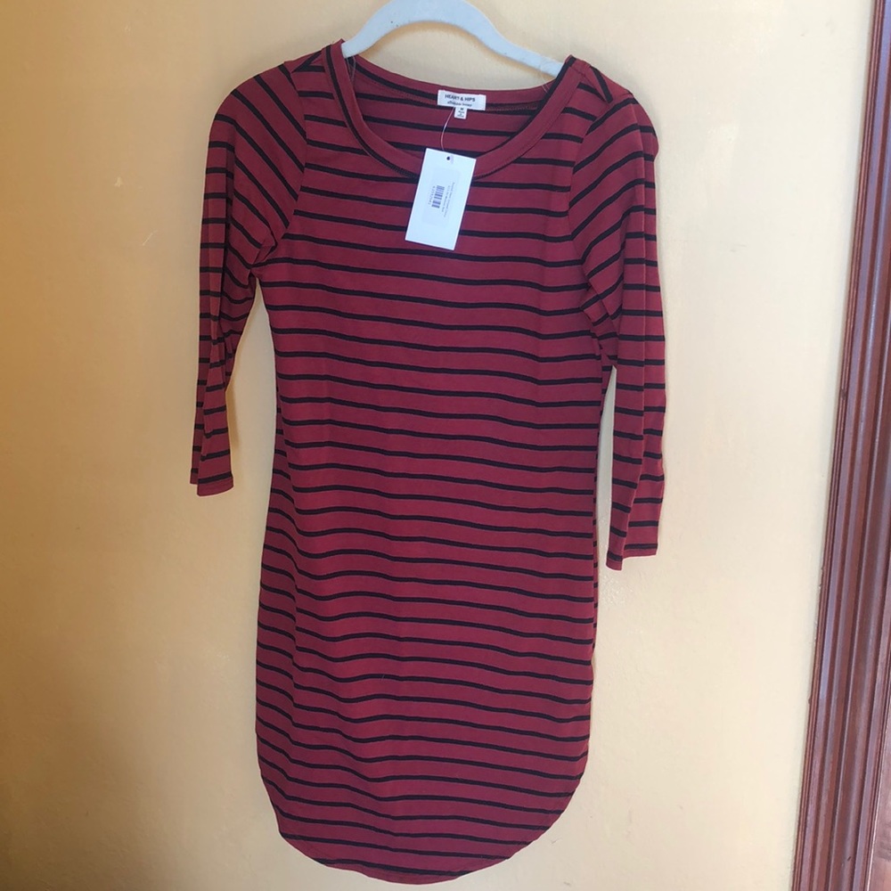 Dark red striped dress - NWT